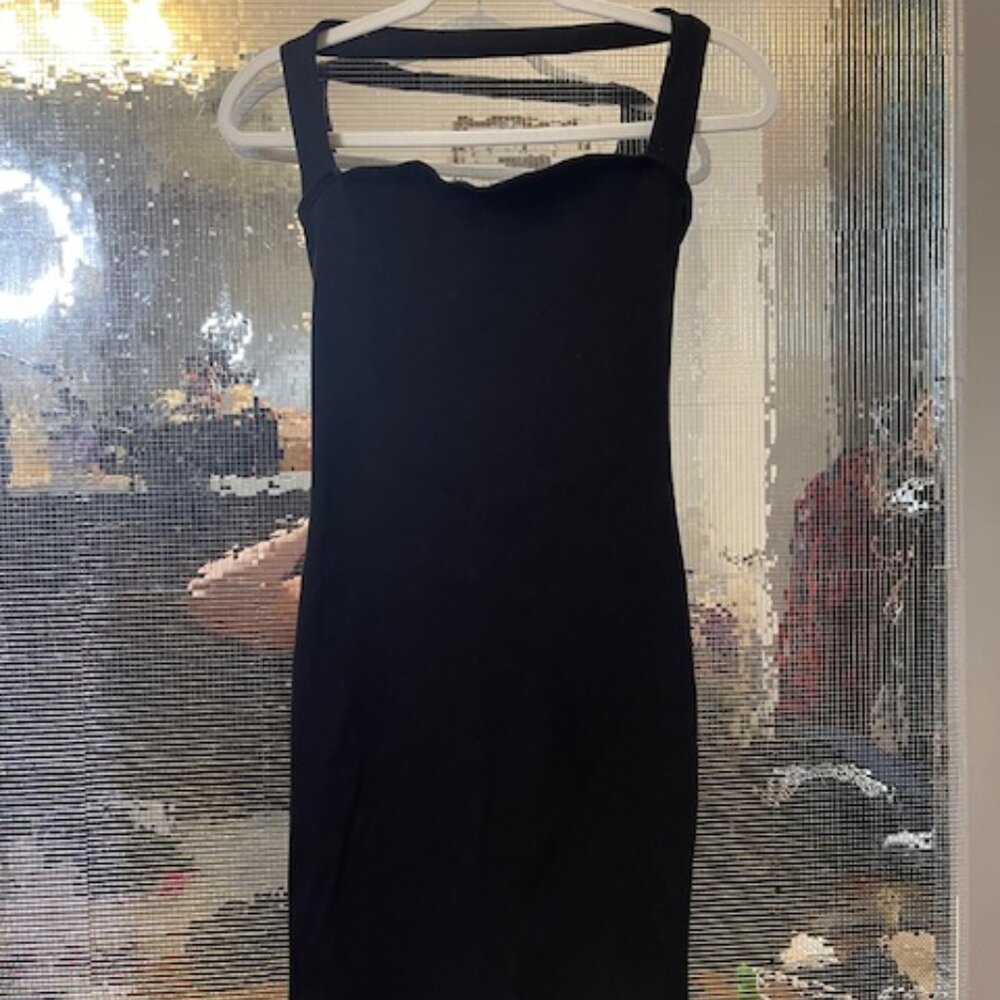 Black Lily Snached Ribbed Halter Dress